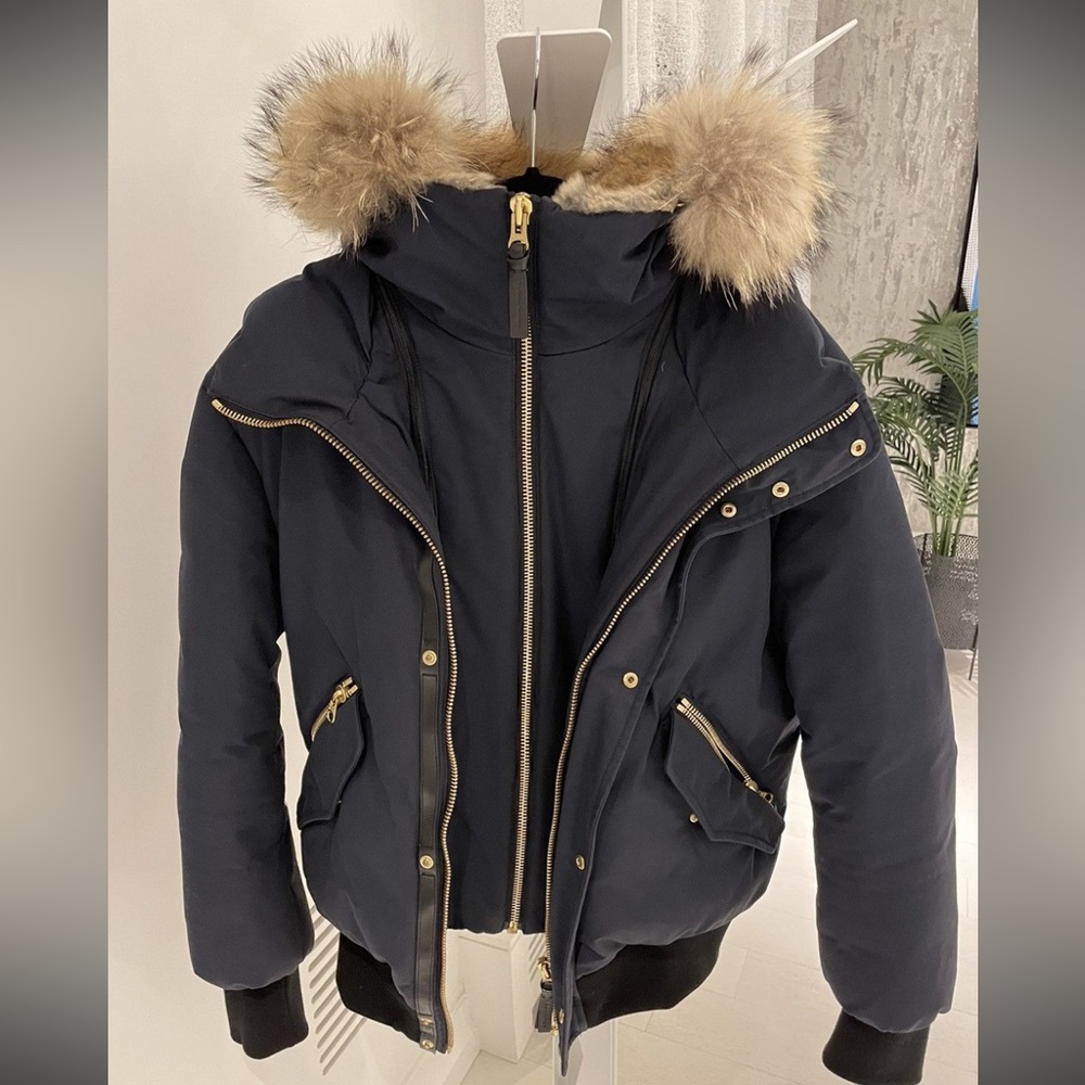 Mackage Navy Jacket with Fur Trim - Men